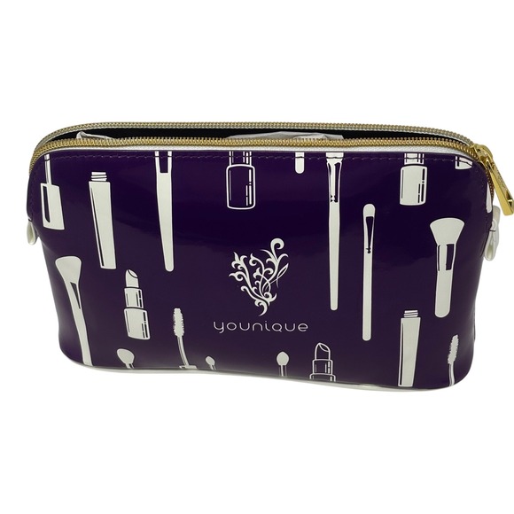 Younique Handbags - Younique 7th Anniversary Makeup Bag Purple White Cosmetic Pouch NEW